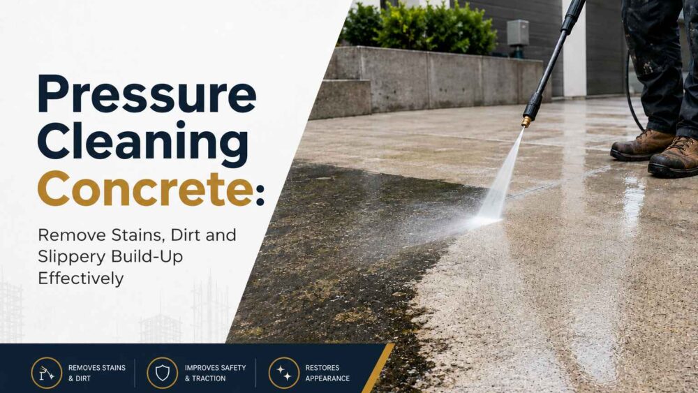 Pressure Cleaning Concrete: Remove Stains, Dirt and Slippery Build-Up Effectively