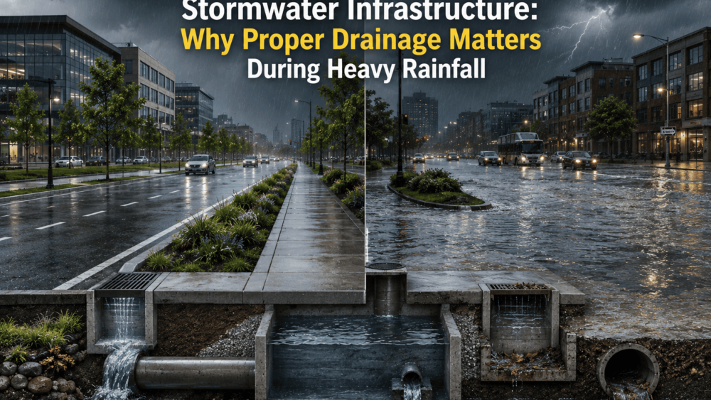 Stormwater drainage city rain comparison